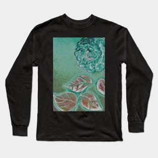 GREEN ORIENTAL FLORAL POSTER DECO DESIGN PEONY ART PRINT Long Sleeve T-Shirt